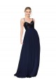 Long Soft Chiffon & Sequin Dark Navy A-Line Semi Formal Evening Dress UK Online
