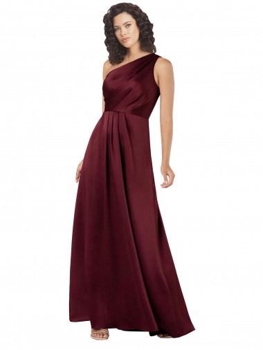Long Silky Satin Burgundy A-Line Evening Dress UK Online