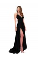 Open Back Long Spandex Black A-Line Sexy Evening Dress UK Online