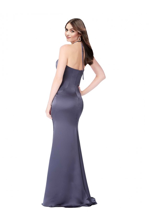 Low Back Long Silky Satin Dusk Mermaid Sexy Evening Dress UK Online