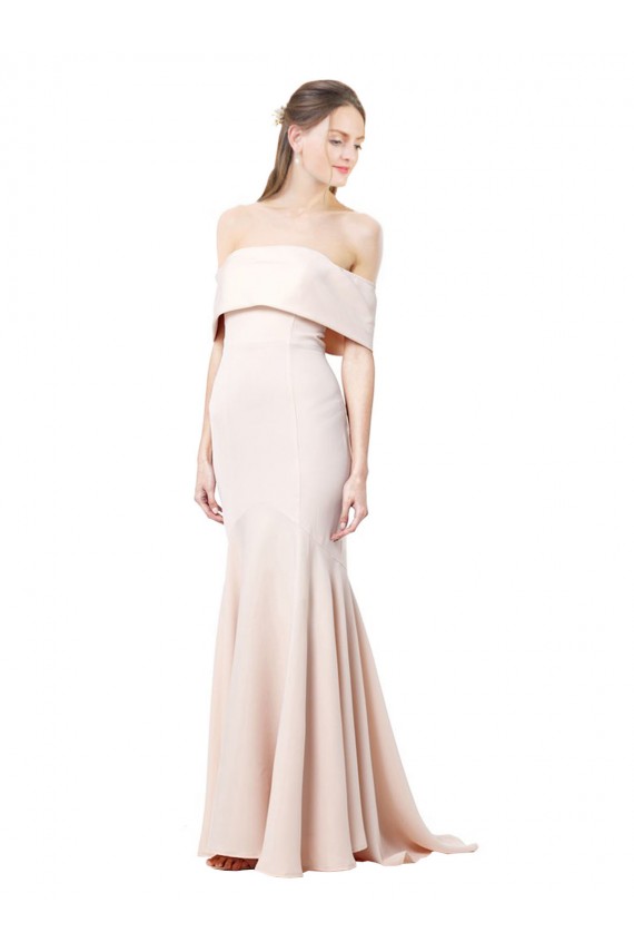 Long Stretch Crepe Nude Mermaid Evening Gown UK Online