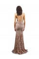 Backless Long Stretch Crepe & Sequin Tulle Rose Gold Mermaid Evening Dress UK Online
