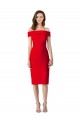 Cocktail Length Stretch Crepe Red Sheath Evening Gown UK Online