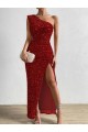 Long Velvet Sequin Red Sheath Evening Dress UK Online