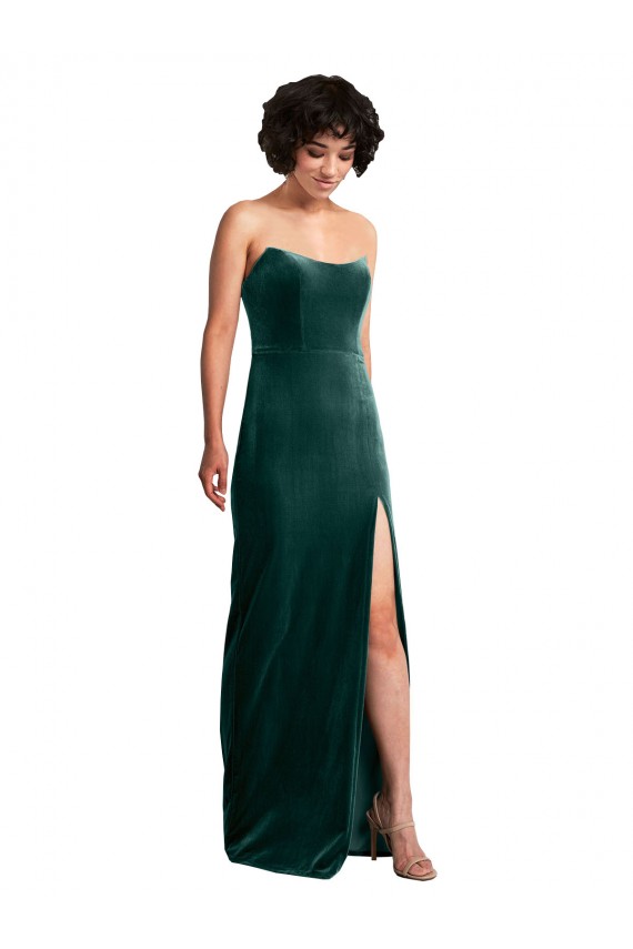 Low Back Long Stretch Velvet Dark Green Sheath Sexy Evening Dress UK Online