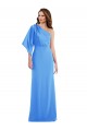 Long Stretch Crepe Peacock Blue Trumpet Semi Formal Evening Dress UK Online