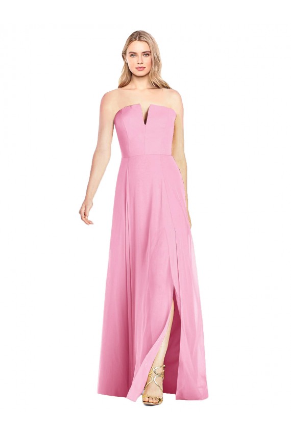Long Soft Chiffon Hot Pink Trumpet Maxi Evening Dress UK Online